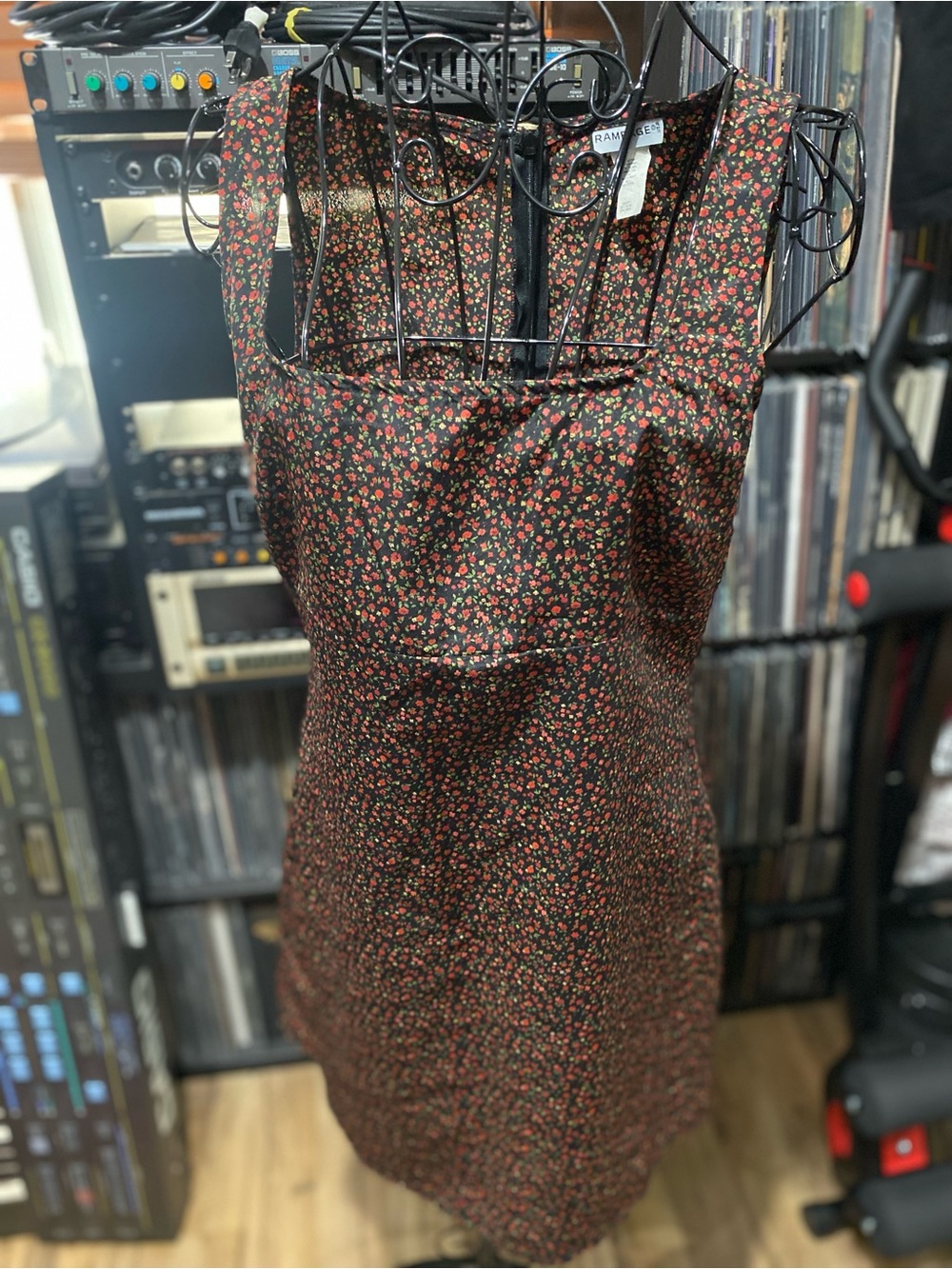 Vintage black and red floral rampage dress